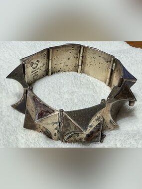 Rare 1950's vintage Antonio Pineda Sterling Silver & Shell Bracelet